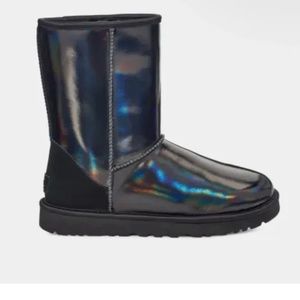 UGG Classic Short Iridescent black boots metallic leather shoe waterproof